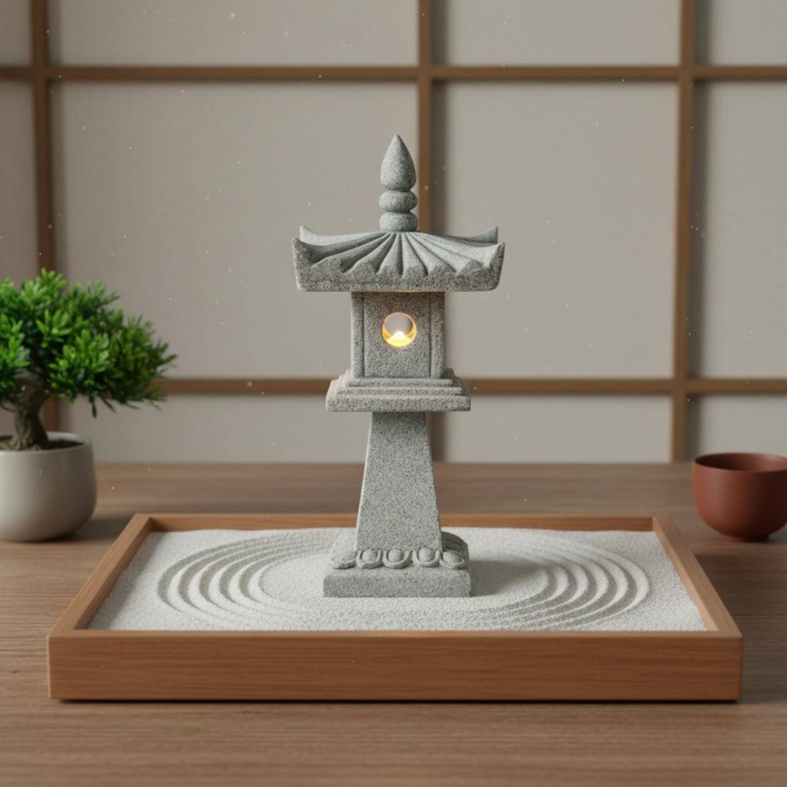 Bonsai Garden Miniature - Miniatuur stenen lantaarn antieke afwerking bonsai