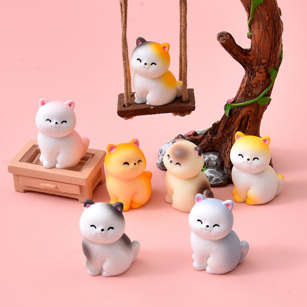 Bonsai Garden Miniature - 8 stuks schattige lachende kat kleine