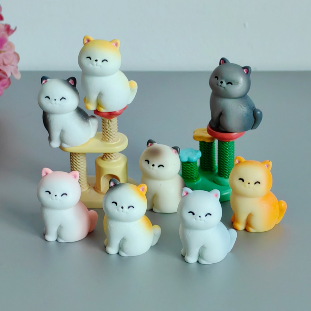 8 stuks schattige lachende kat - Bonsai Garden Miniature recensie en prijs